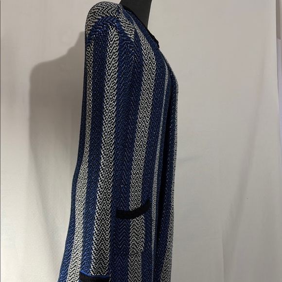 Verve Ami Black, White and Blue Striped Sweater Coat. Size S. - Picture 6 of 12